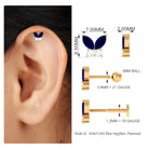 Rosec Jewels-1/2 CT Blue Sapphire Small Butterfly Helix Earring with Moissanite