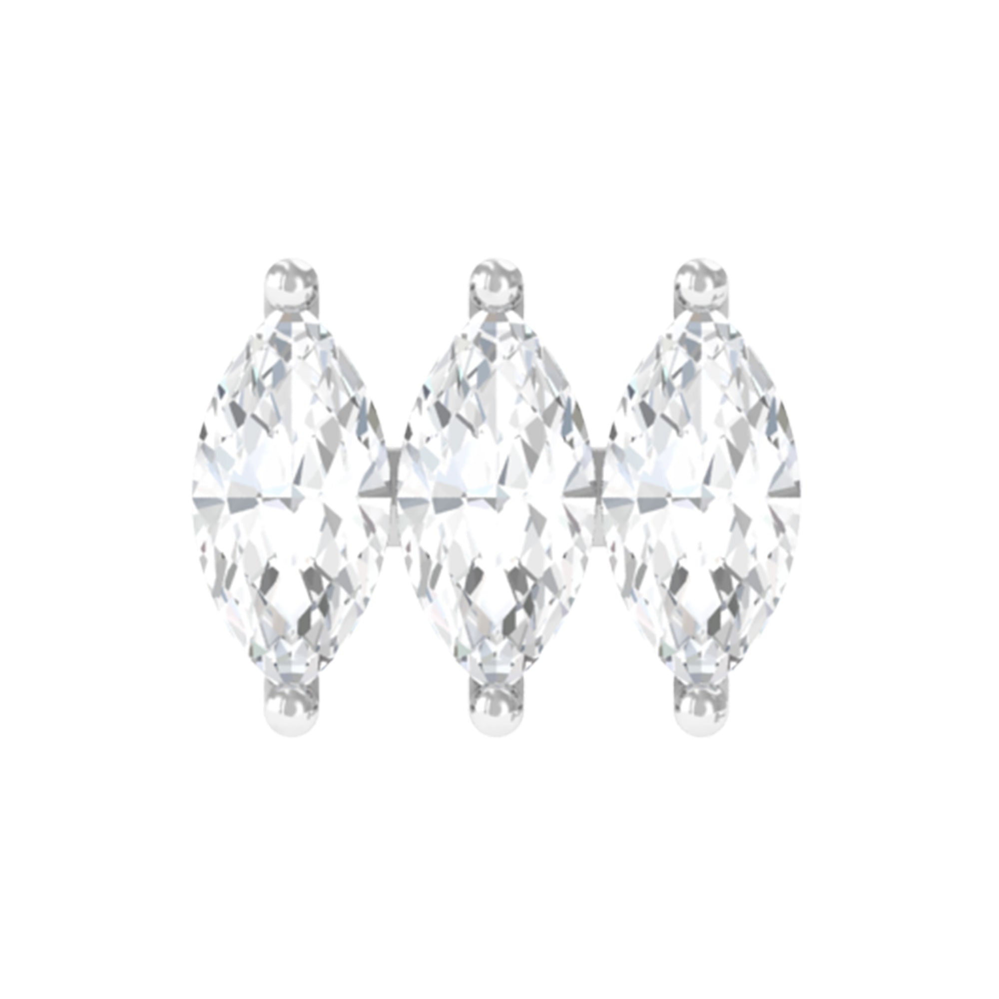 Rosec Jewels-Marquise Moissanite 3 Stone Earring for Helix Piercing