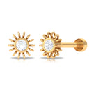 Simple Round Diamond Sunburst Nose Pin Diamond - ( HI-SI ) - Color and Clarity - Rosec Jewels