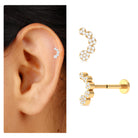 Rosec Jewels-Diamond Gold Curved Crawler Earring for Helix Piercing