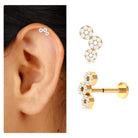 Rosec Jewels-Moissanite Circle Curved Cartilage Earring in Gold