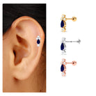 Rosec Jewels-1/2 CT Pear Cut Blue Sapphire Helix Earring with Moissanite