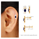 Rosec Jewels-1/2 CT Pear Cut Blue Sapphire Helix Earring with Moissanite