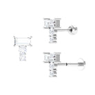 Rosec Jewels-Baguette and Round Moissanite Cartilage Earring