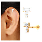 Rosec Jewels-Baguette and Round Moissanite Cartilage Earring