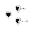 Rosec Jewels-Moissanite Heart Shape Earring with Moissanite Halo