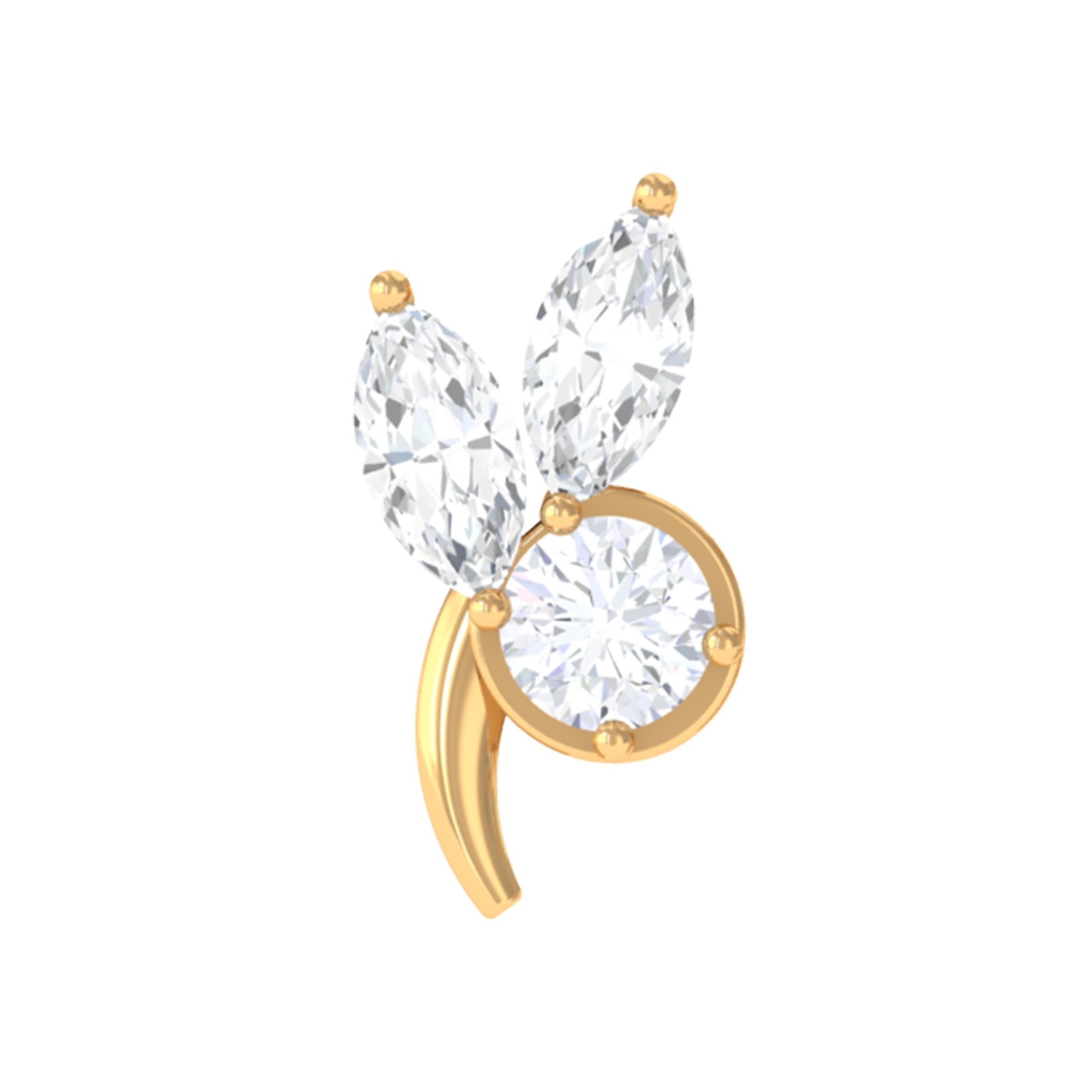 Rosec Jewels-Marquise and Round Moissanite Gold Leaf Earring