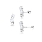 Rosec Jewels-Unique Moissanite 2 Stone Curved Helix Earring