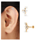 Rosec Jewels-Certified Moissanite Gold Flower Crawler Earring