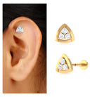 Rosec Jewels-Round Moissanite Triangle Geometric Earring for Helix Piercing