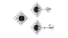 Rosec Jewels-Black Diamond and Moissanite Geometric Earring for Helix Piercing