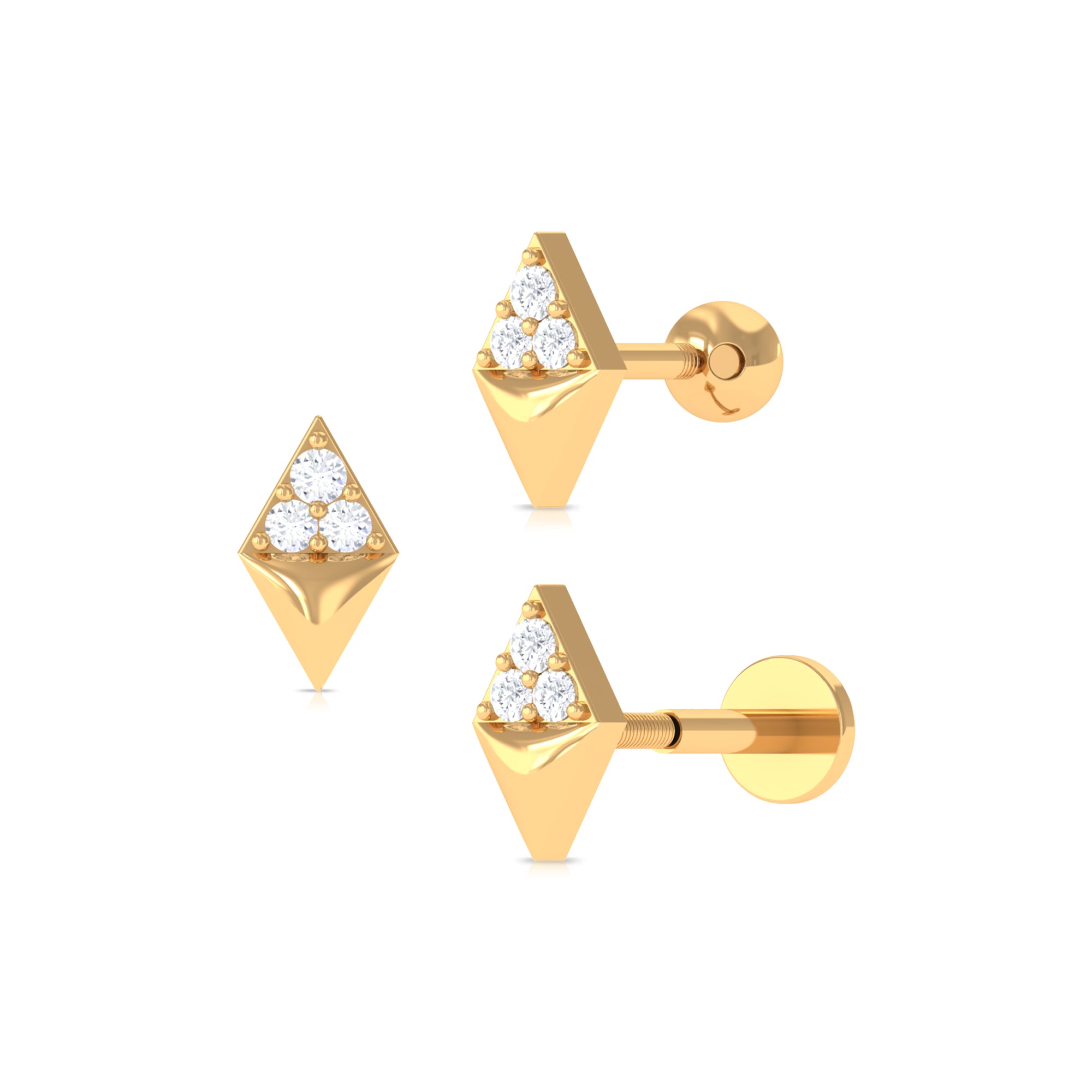 Rosec Jewels-Unique Diamond Geometric Conch Earring in Gold