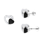 Rosec Jewels-Black Onyx and Moissanite Heart Helix Earring in Gold