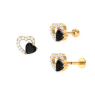 Rosec Jewels-Black Onyx and Moissanite Heart Helix Earring in Gold