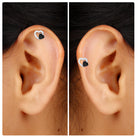 Rosec Jewels-Black Onyx and Moissanite Heart Helix Earring in Gold