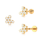 Rosec Jewels-Certified Moissanite Gold Floral Earring for Tragus Piercing