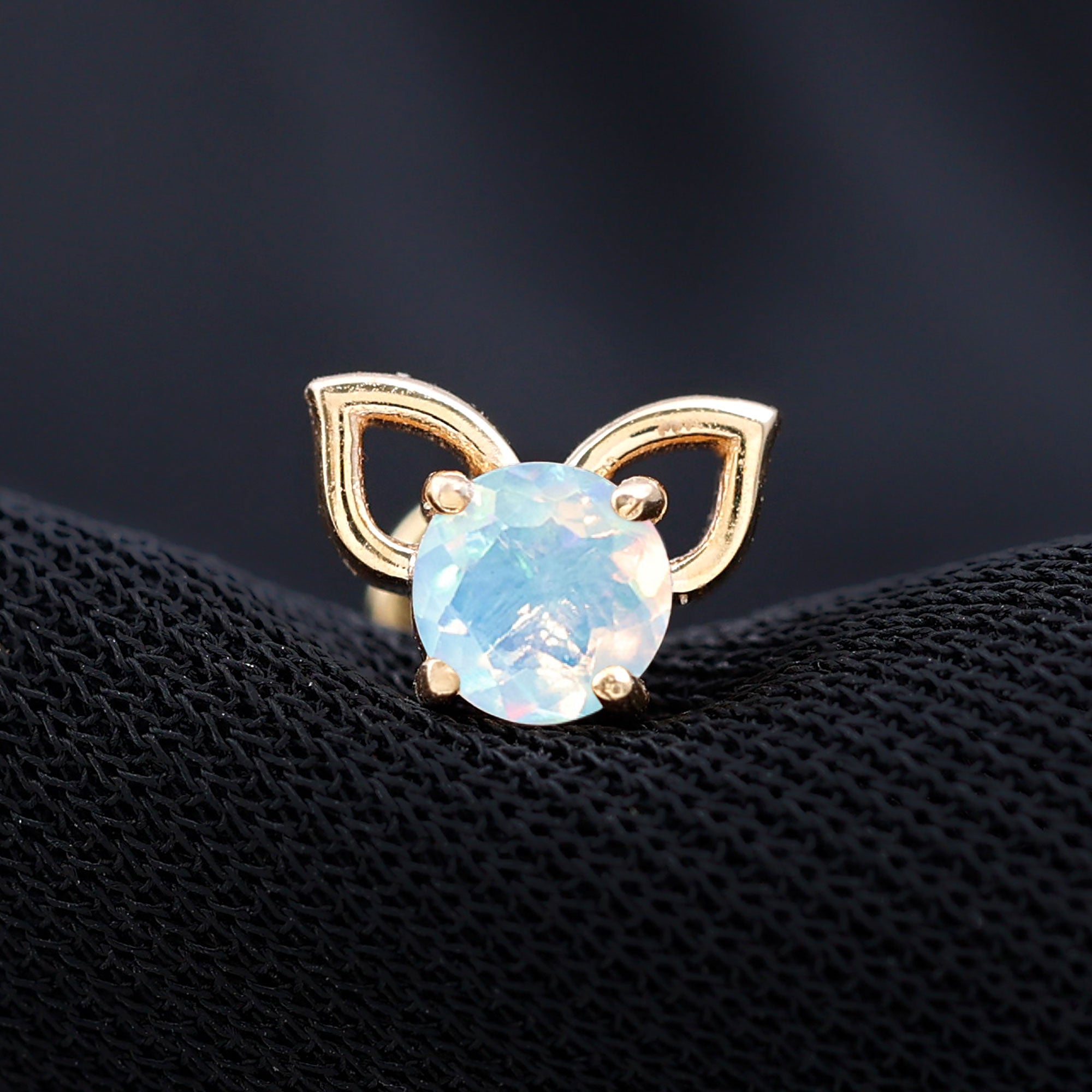 Rosec Jewels-Natural Ethiopian Opal Cat Conch Earring in Gold