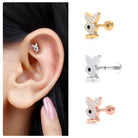 Rosec Jewels-Black Diamond and Moissanite Cute Bunny Helix Earring