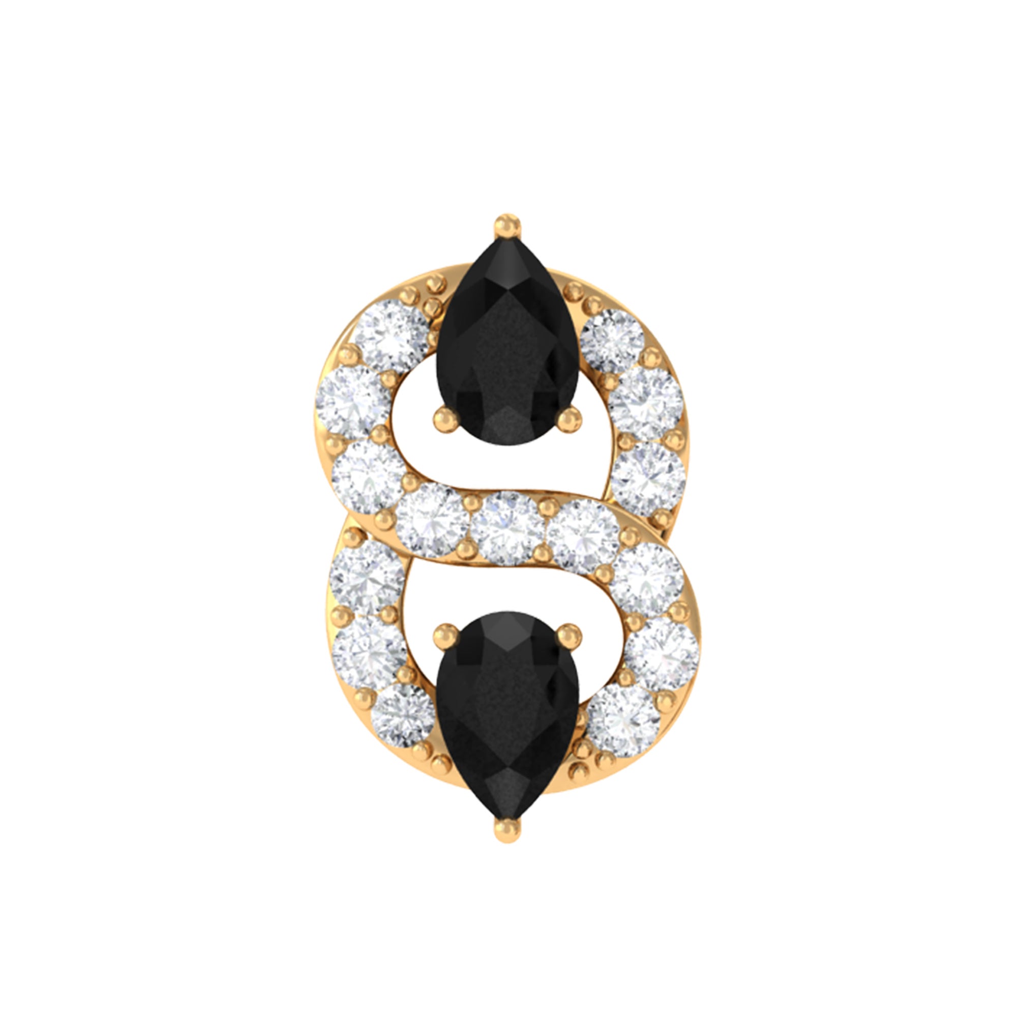 Rosec Jewels-Pear Black Onyx and Moissanite Infinity Helix Earring