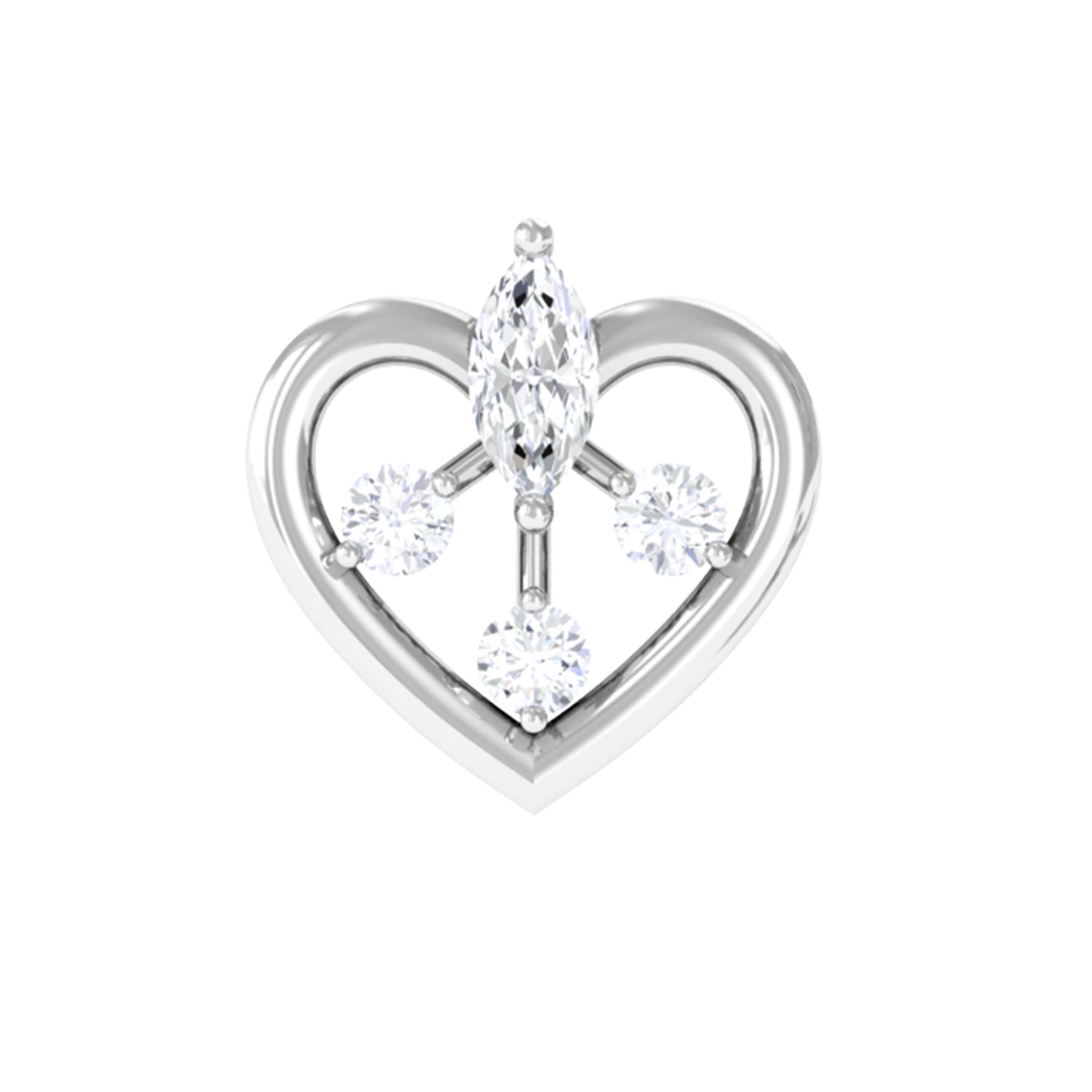 Rosec Jewels-Adorable Diamond Gold Heart Earring for Cartilage Piercing