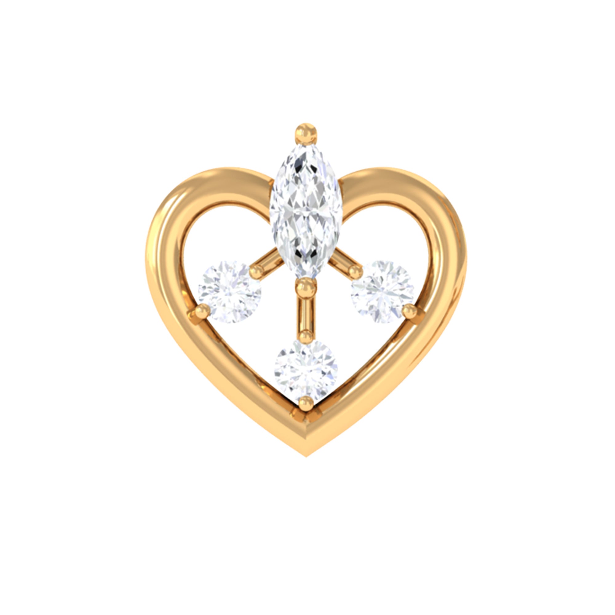 Rosec Jewels-Adorable Diamond Gold Heart Earring for Cartilage Piercing