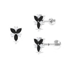 Rosec Jewels-Black Onyx and Moissanite Flower Earring for Rook Piercing