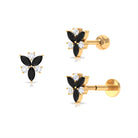 Rosec Jewels-Black Onyx and Moissanite Flower Earring for Rook Piercing