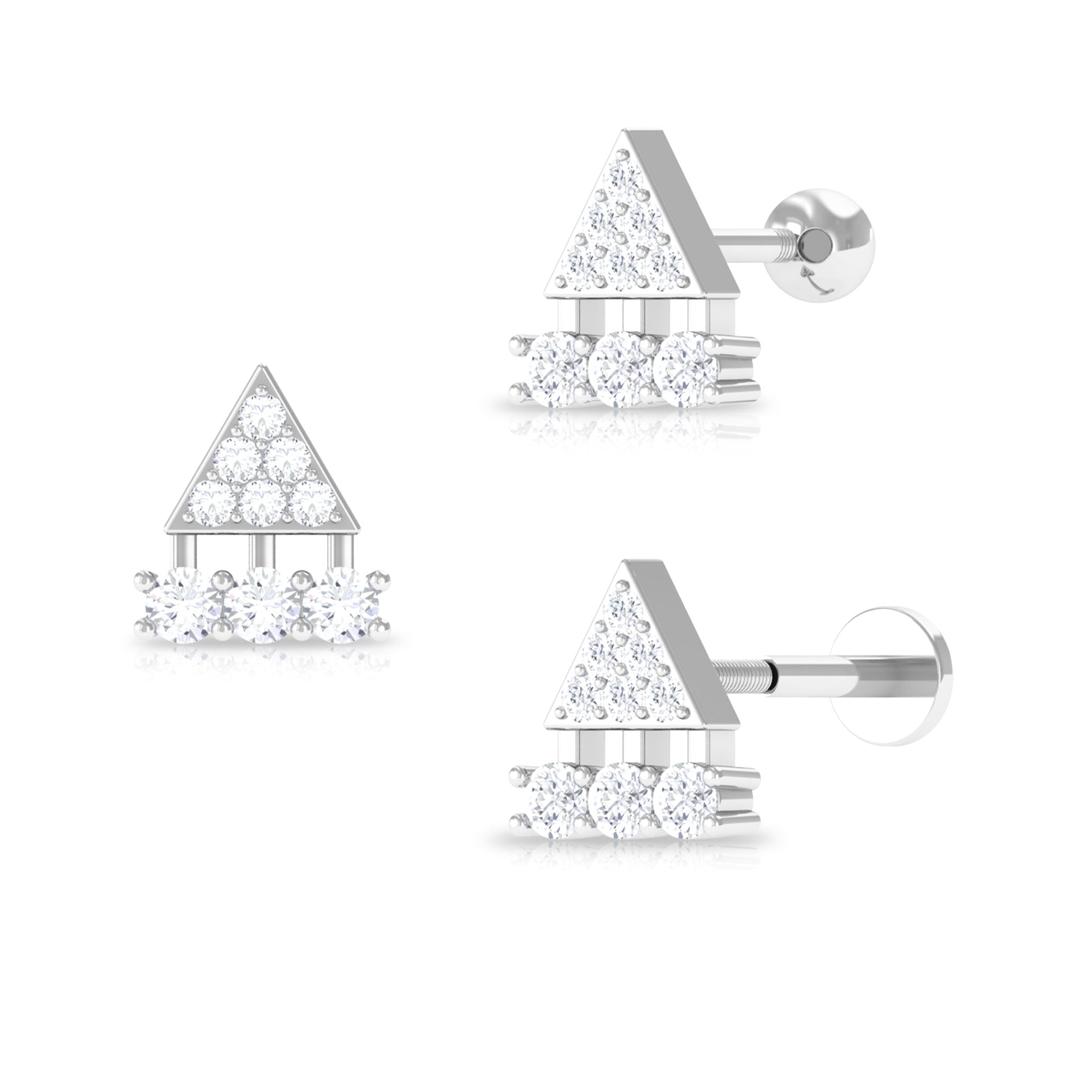 Rosec Jewels-Vintage Inspired Moissanite Triangle Cartilage Earring