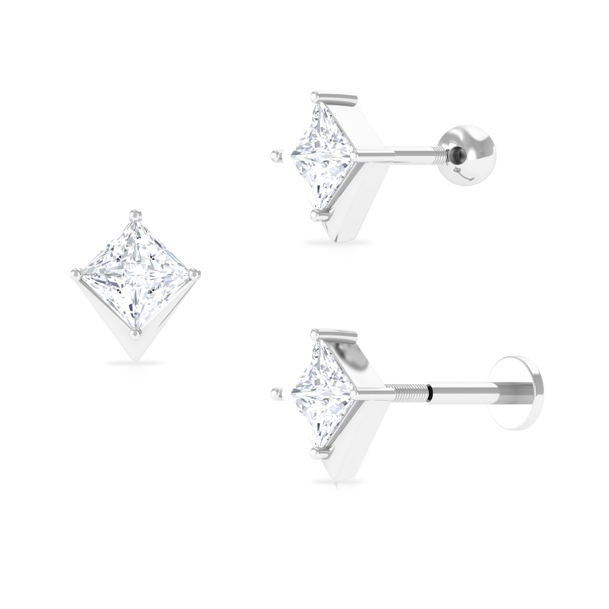 Rosec Jewels-Princess Cut Moissanite Earring for Helix Piercing