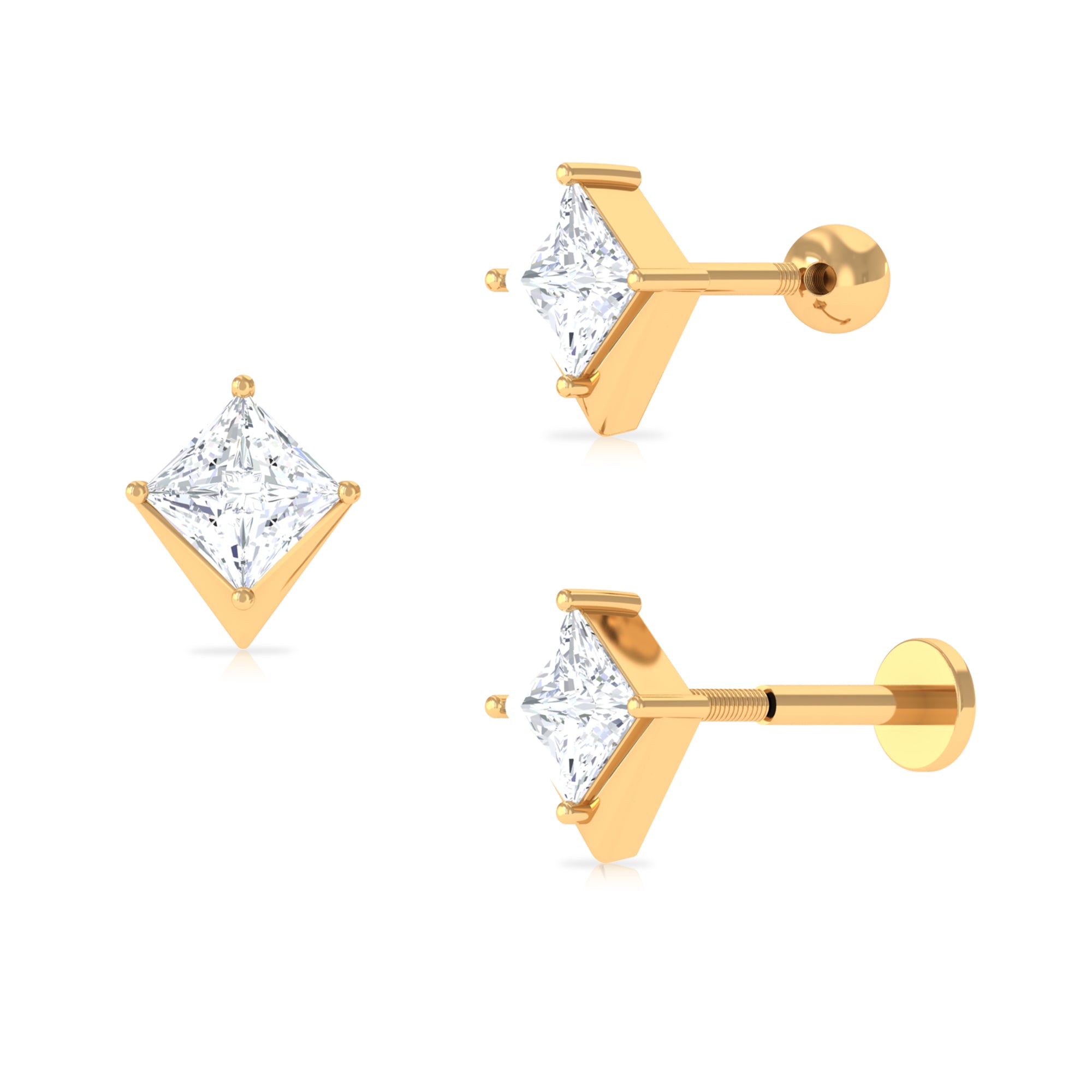 Rosec Jewels-Princess Cut Moissanite Earring for Helix Piercing