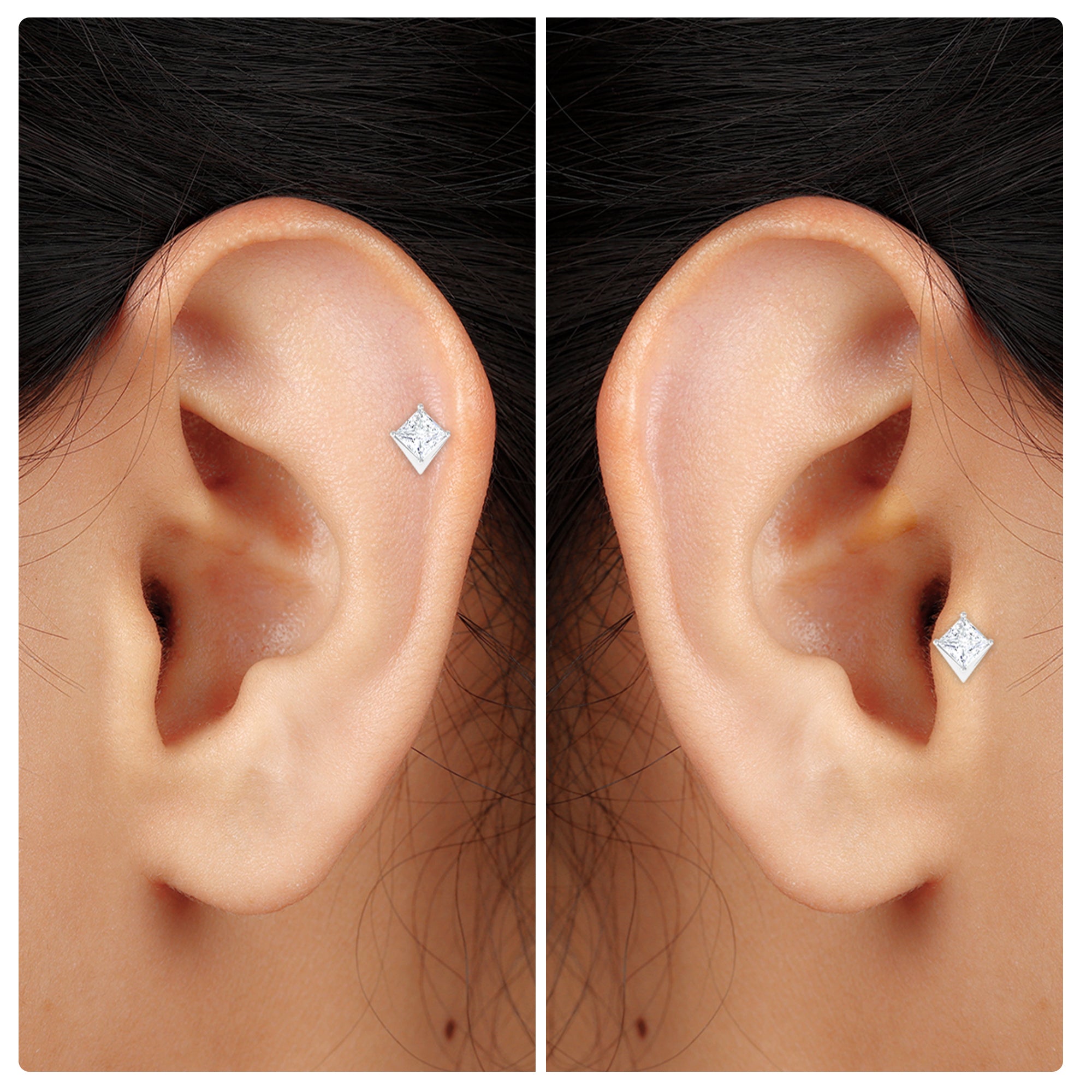 Rosec Jewels-Princess Cut Moissanite Earring for Helix Piercing