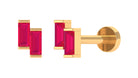 Rosec Jewels-Baguette Ruby Two Stone Nose Ring in Gold