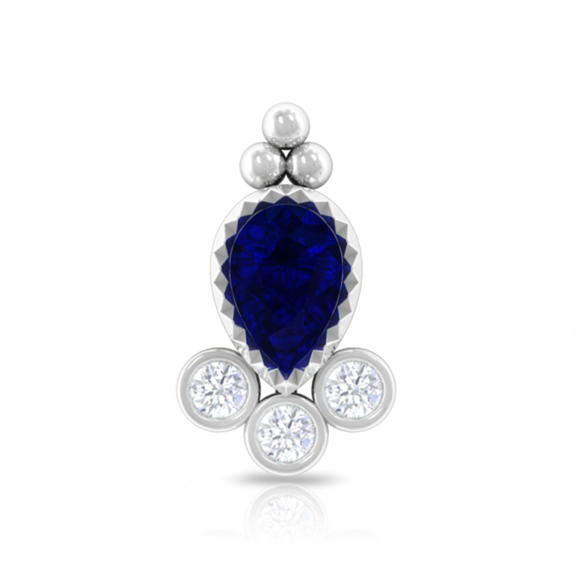 Rosec Jewels-Vintage Style Blue Sapphire and Moissanite Tragus Earring