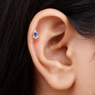 Rosec Jewels-Vintage Style Blue Sapphire and Moissanite Tragus Earring