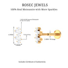 Rosec Jewels-Round Baguette Moissanite Tragus Earring in Gold