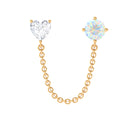 Rosec Jewels-Ethiopian Opal and Moissanite Double Piercing Chain Earring