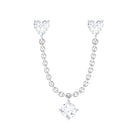 Rosec Jewels-Heart Shape Moissanite Cartilage Chain Earring for Double Piercing