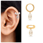 Rosec Jewels-Natural Diamond Evil Eye Dangling Helix Hoop Earring