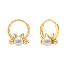 Rosec Jewels-Real Freshwater Pearl Cat Daith Hoop Earring in Gold