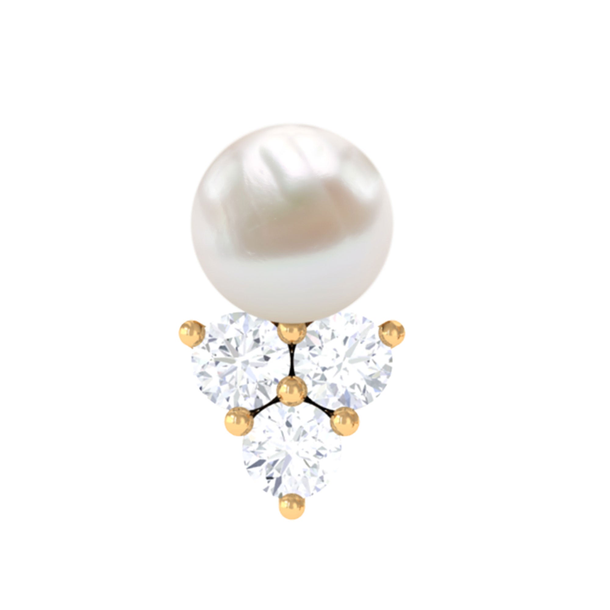 Rosec Jewels-Minimal Freshwater Pearl and Moissanite Tragus Earring