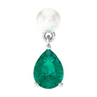 Rosec Jewels-Freshwater Pearl and Emerald Dangly Earring for Helix Piercing