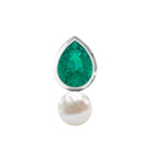 Rosec Jewels-Pear Emerald and Freshwater Pearl Helix Earring