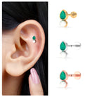 Rosec Jewels-Pear Emerald and Freshwater Pearl Helix Earring