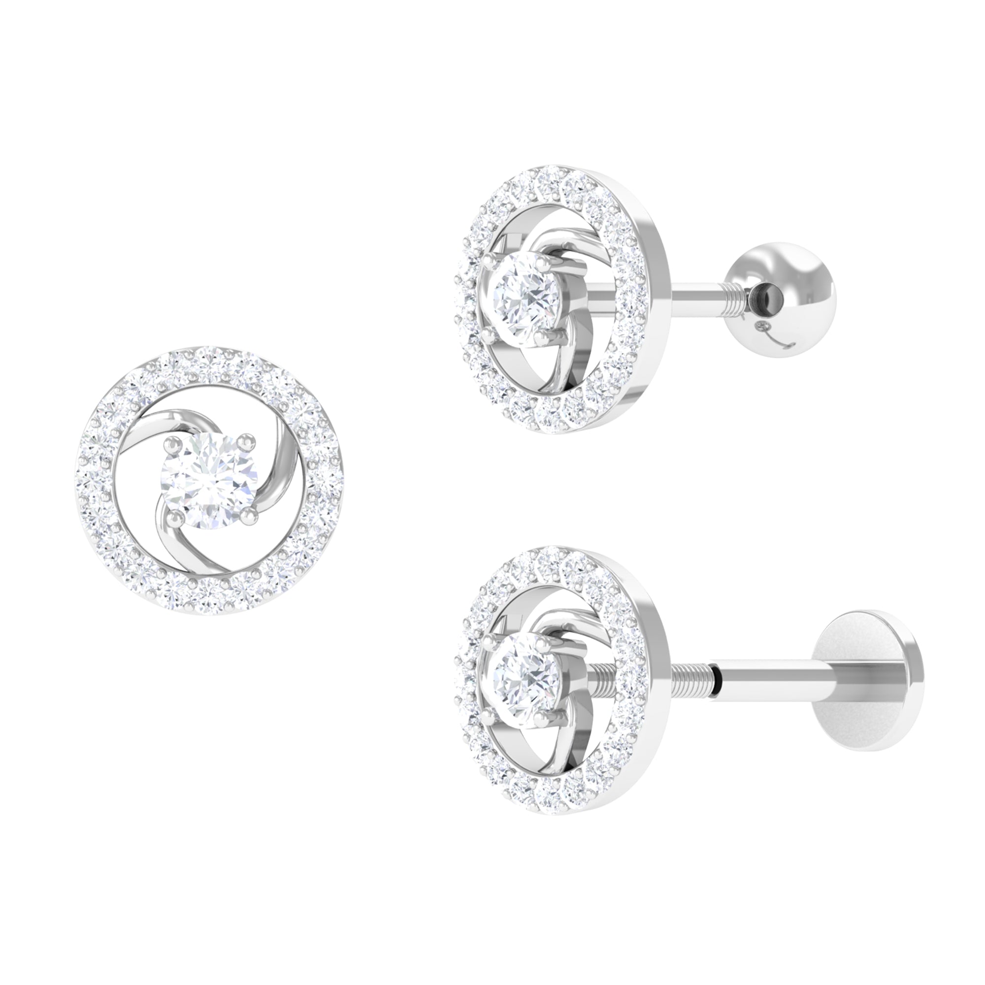 Rosec Jewels-Certified Moissanite Swirl Cartilage Earring in Gold