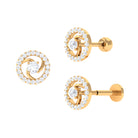 Rosec Jewels-Certified Moissanite Swirl Cartilage Earring in Gold