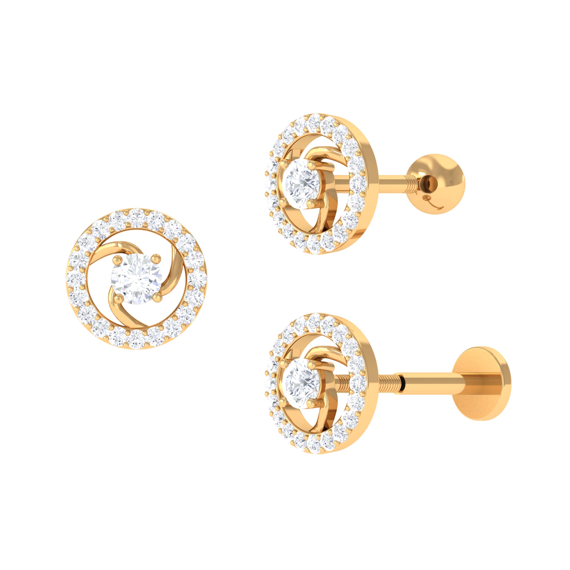 Rosec Jewels-Certified Moissanite Swirl Cartilage Earring in Gold