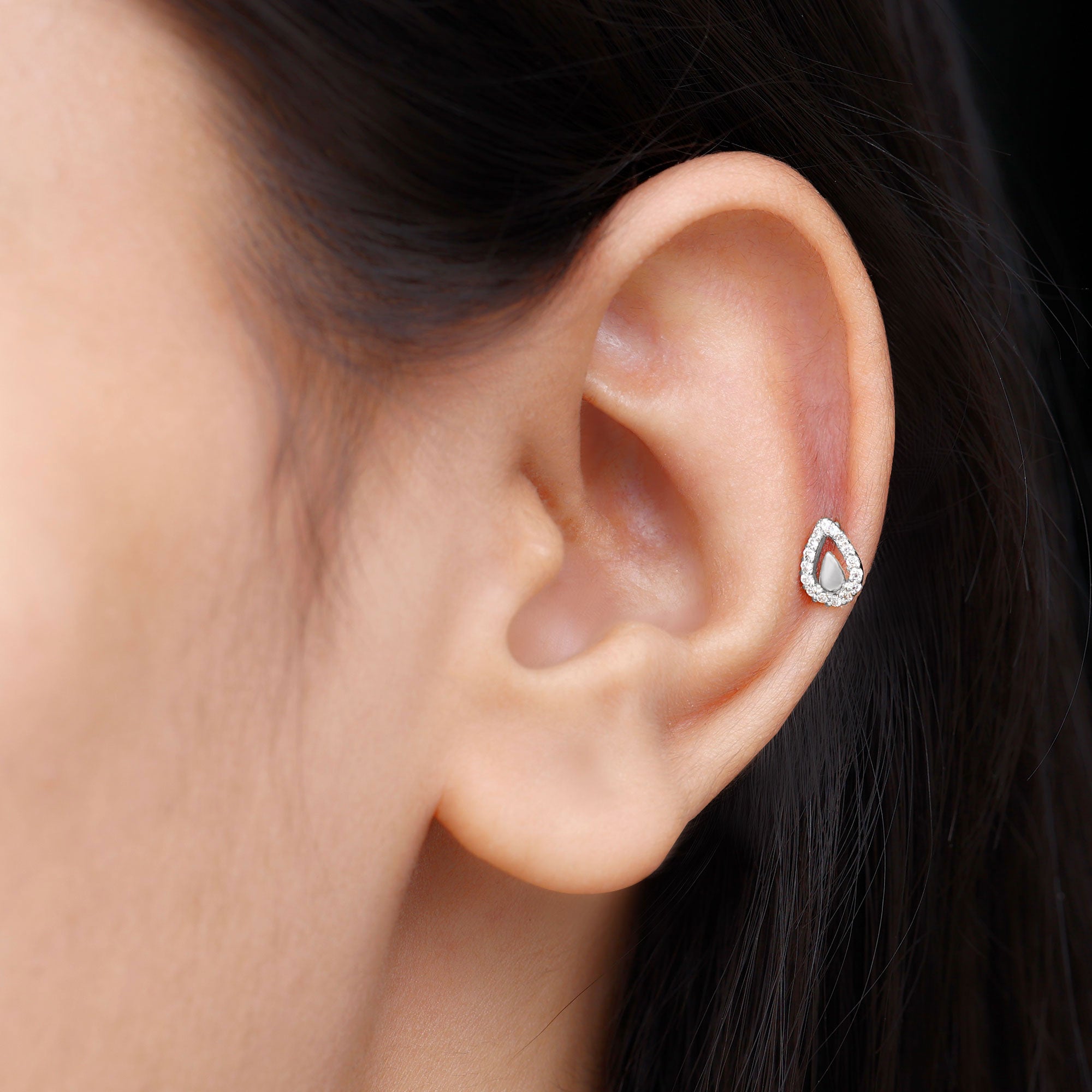 Rosec Jewels-Classic Diamond Teardrop Helix Earring