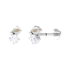 Rosec Jewels-Tiny Freshwater Pearl and Moissanite Two Stone Tragus Earring