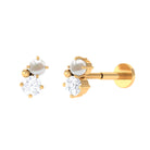 Rosec Jewels-Tiny Freshwater Pearl and Moissanite Two Stone Tragus Earring