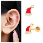 Rosec Jewels-Diamond and Red Enamel Christmas Santa Hat Helix Earring